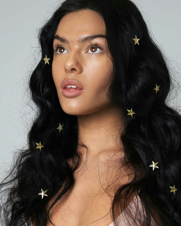 Black Wavy Hair with Stars