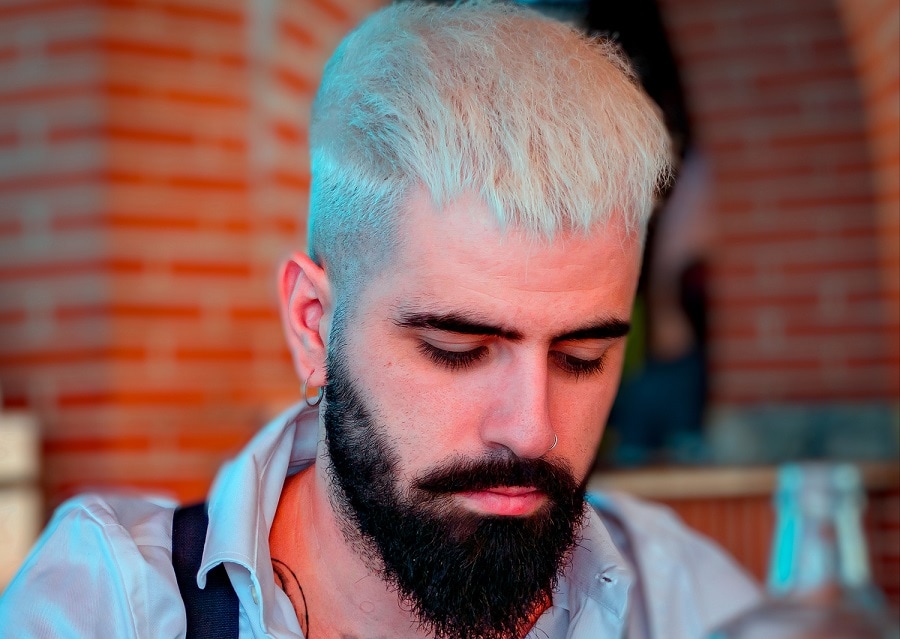 blonde hairstyle for men with beard