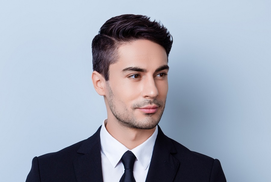 business hairstyle with side part