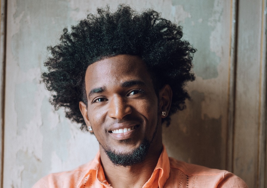 long afro hair with chinstrap beard