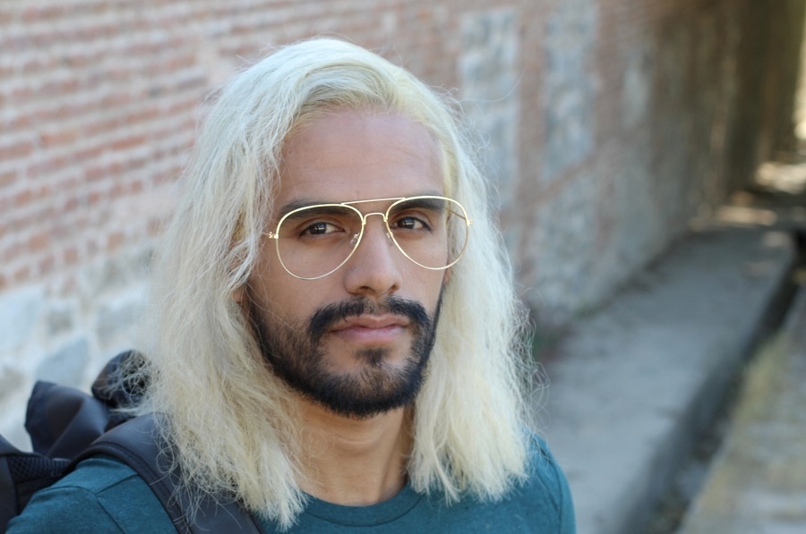 long blonde hair with side part for men