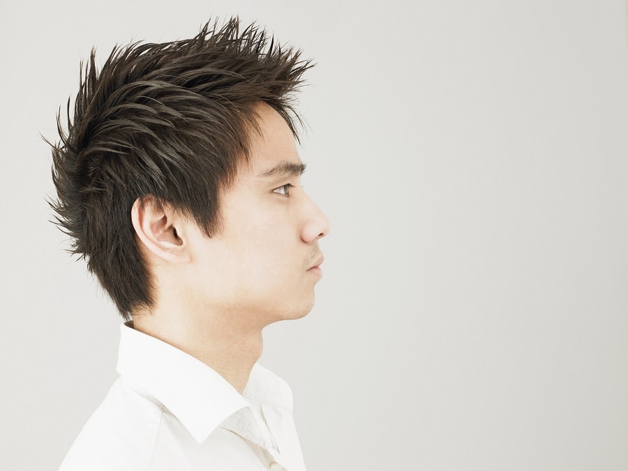 guy with spiky straight hairstyle 