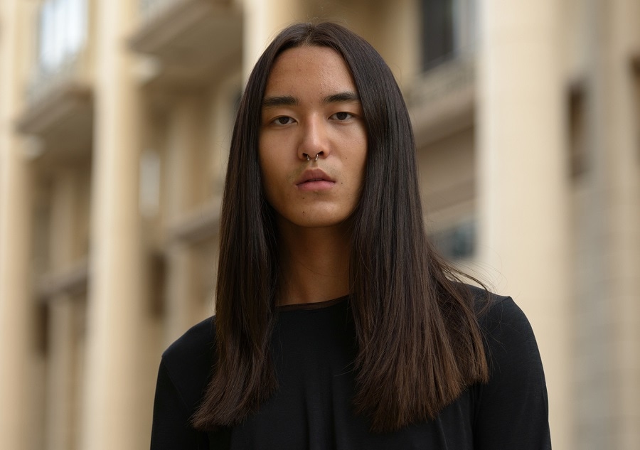 Asian guy with long straight hair