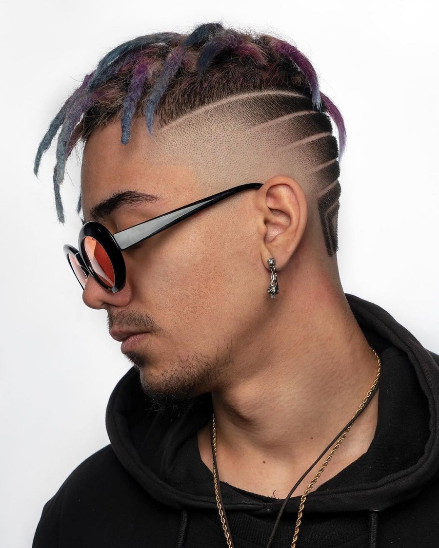 dreadlocks with bald fade and color