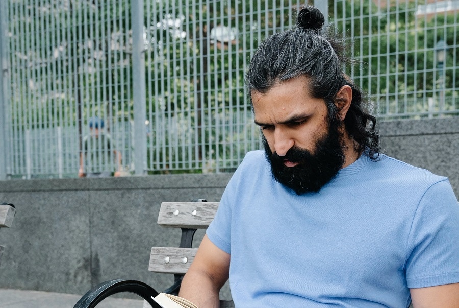 guy over 40 with man bun