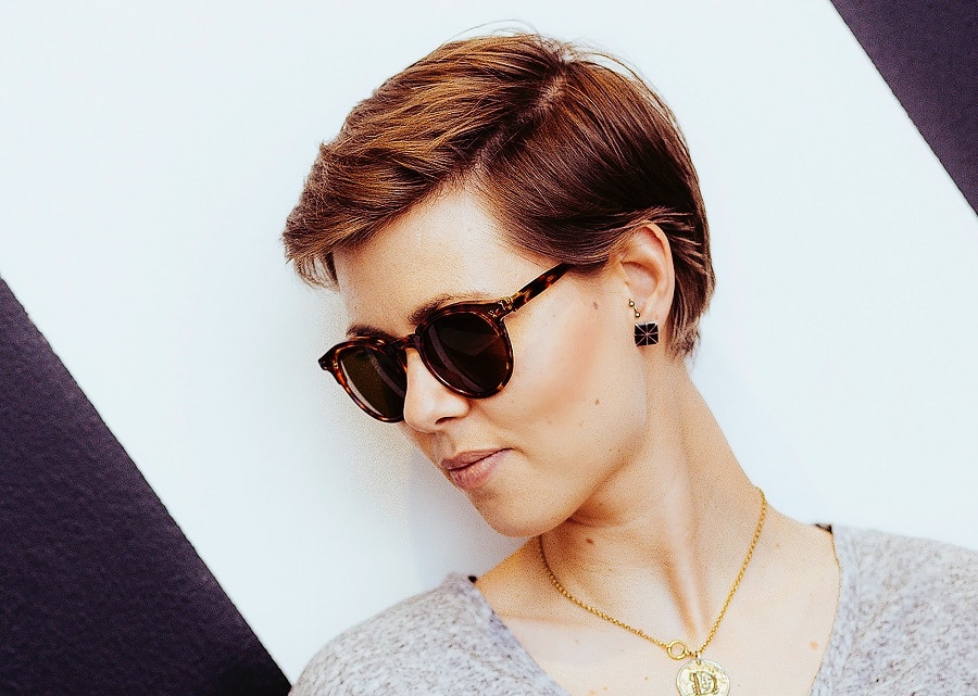 low maintenance short brown pixie cut