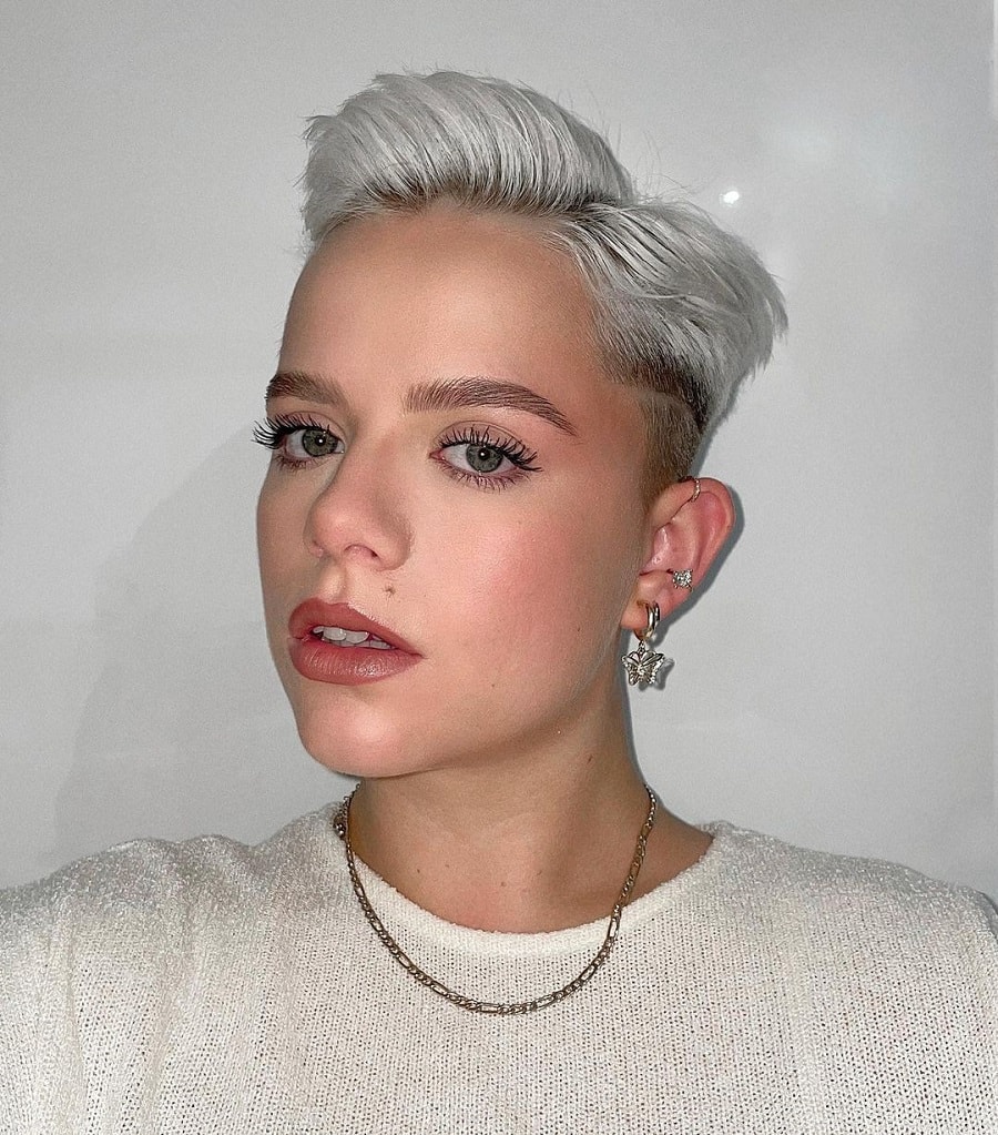 short platinum blonde pixie