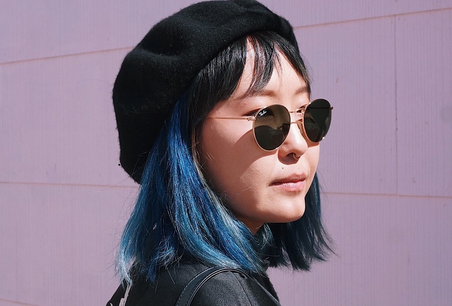 blue ombre bob with straight short hair