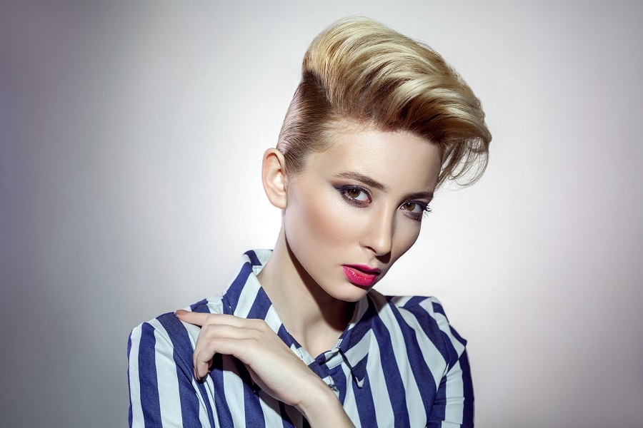 undercut with short blonde hair