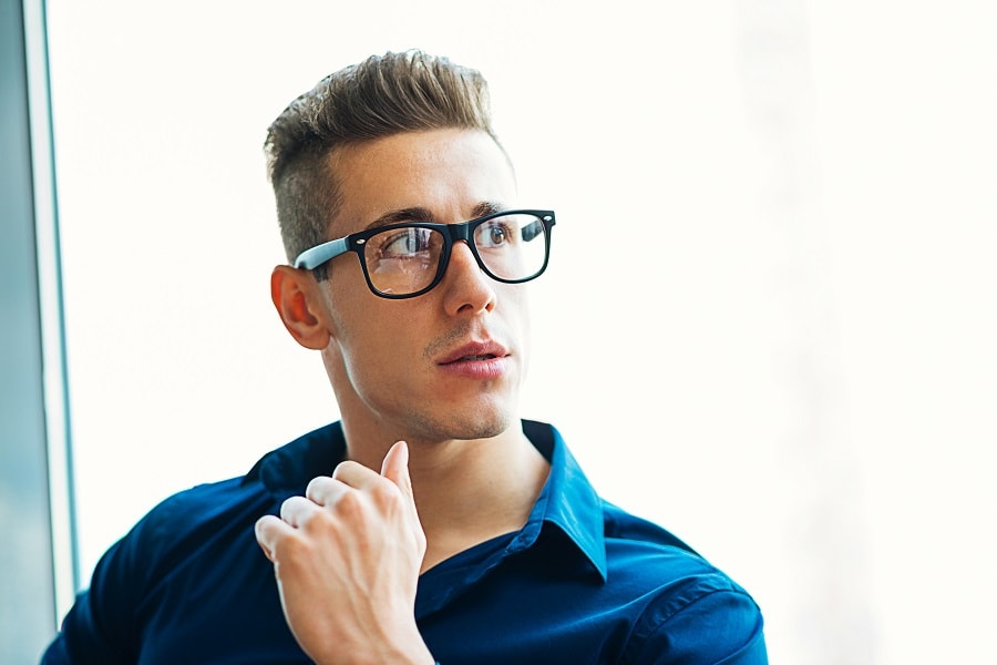 undercut hairstyle with glasses