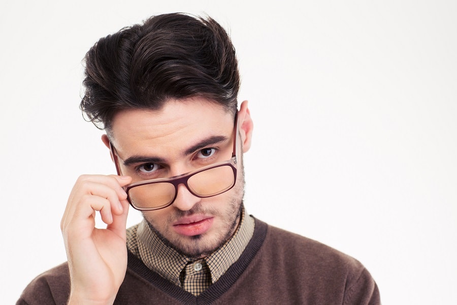 wavy hairstyle with glasses