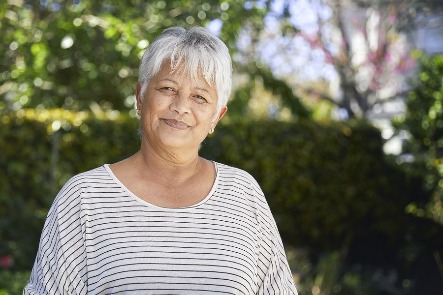 older woman with short hair