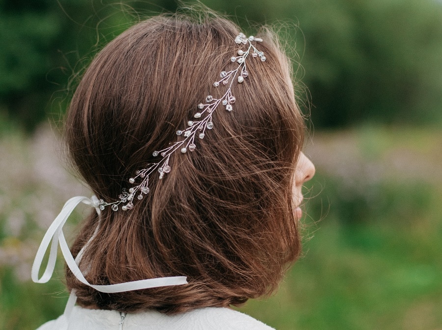 short wedding hairstyle with ornaments