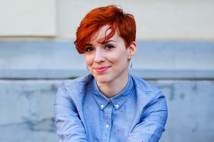 tapered short red hairstyle