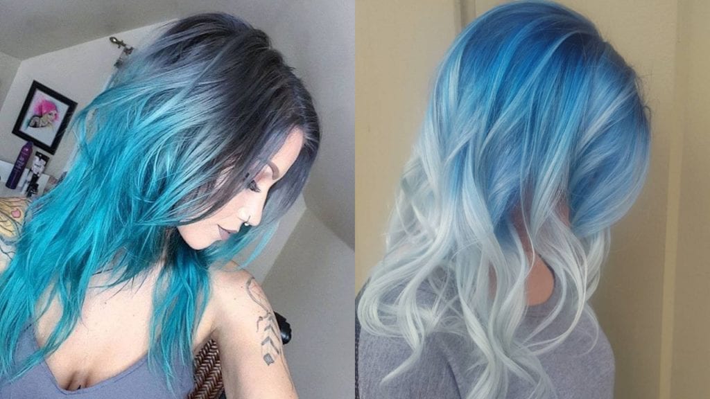 2 tone hair silver and blue