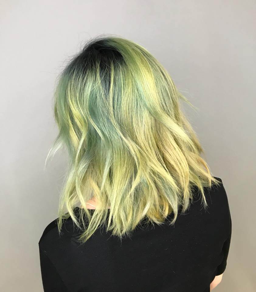 Light Green Shoulder Length Hair