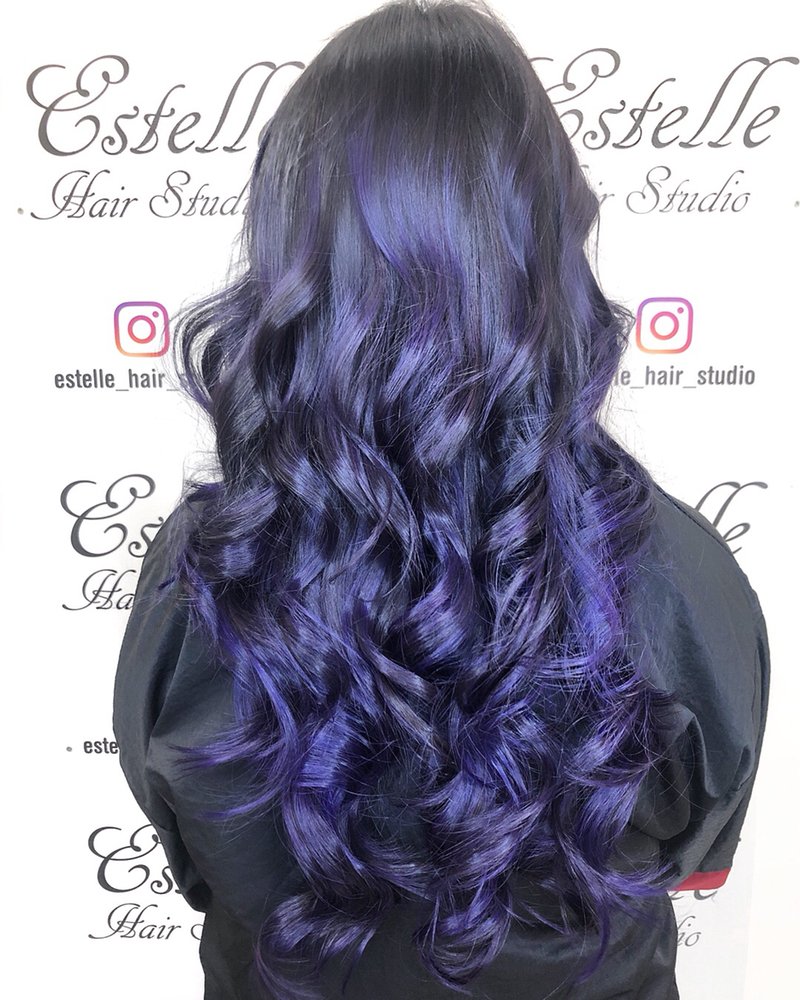 Long Curly Blue Hairstyle