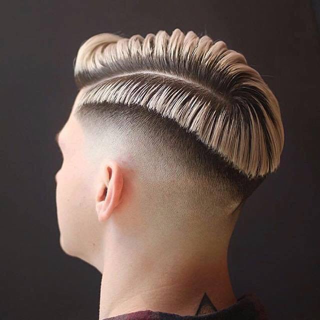 Side Shaved Razor Part Blonde Hairstyle