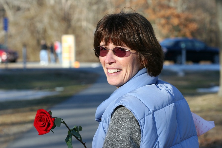 bob with bangs for woman over 50 with glasses