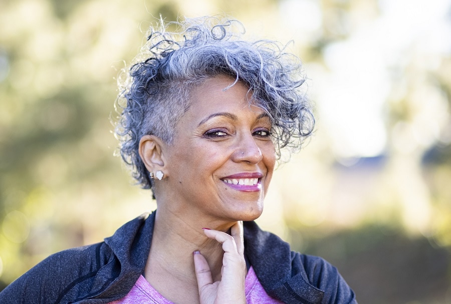 natural hairstyle with undercut for women over 50