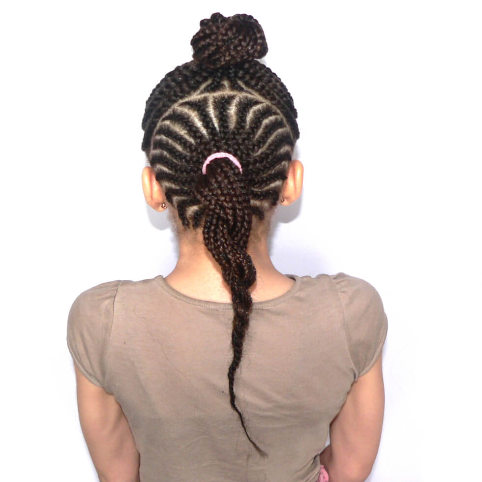 Half Bun Half Pony with Cornrow Braids