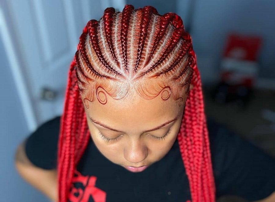 red nigerian braid hairstyle