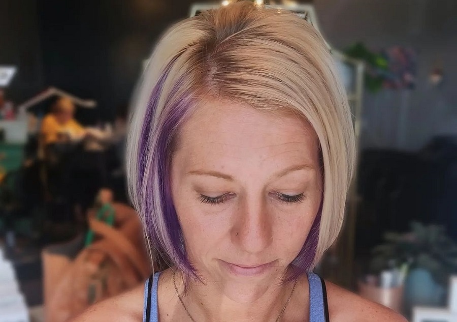 blonde bob with purple highlights for fine hair