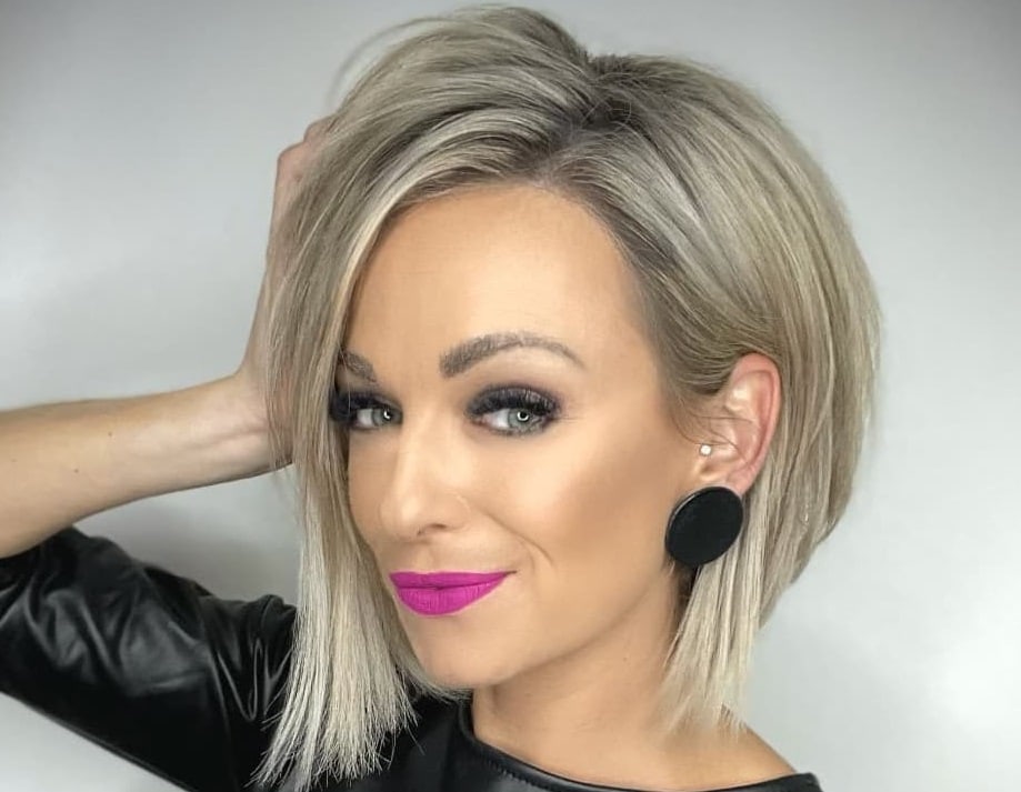 inverted bob with ash blonde hair