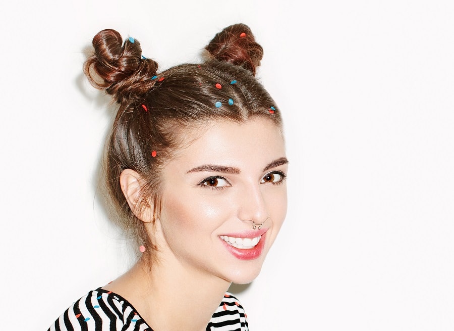 everyday hairstyle with space buns