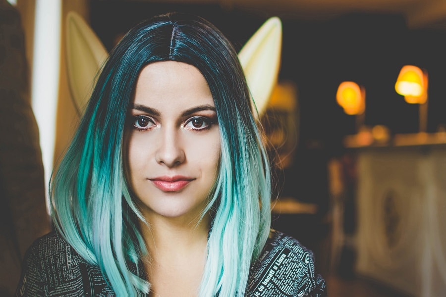  grunge hairstyle with green ombre hair