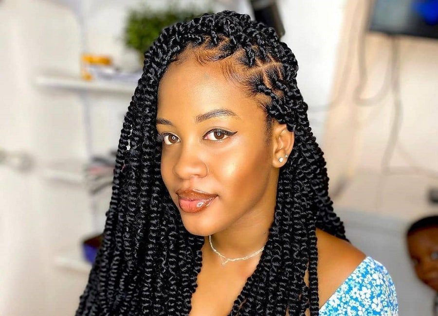 passion twist braids hairstyle for women