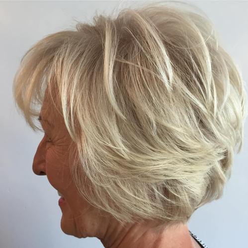 Shiny, Blond, Layered Bob for Women Over 60 - Helen Mirren Hairstyles -  Hairstyles Weekly