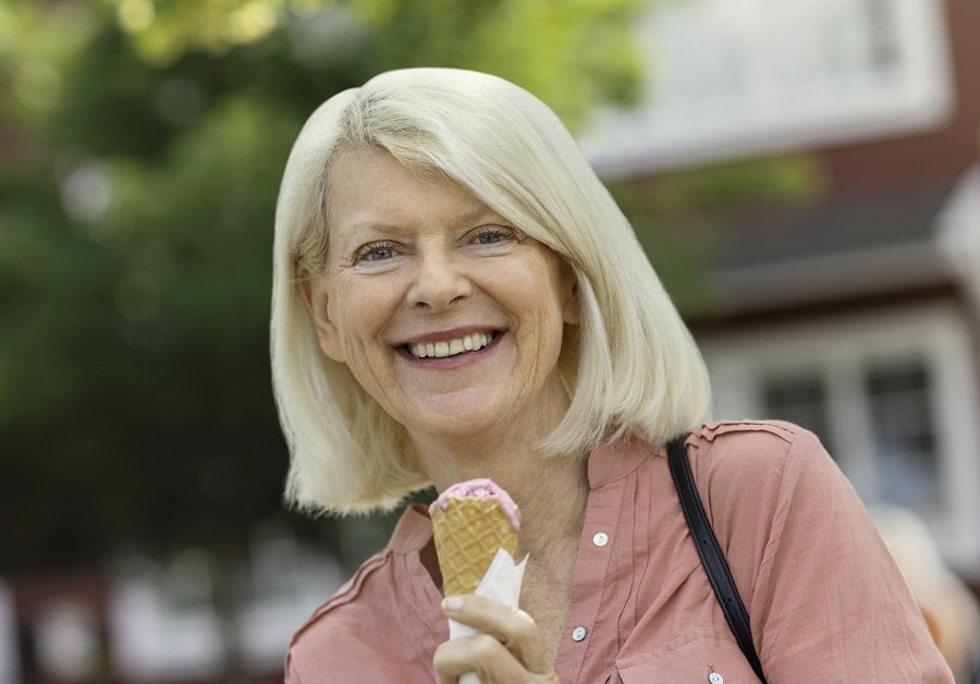 medium blonde bob for women over 60