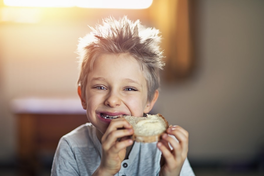 little boy with blonde spiky hair