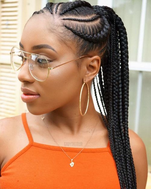 Black woman side braids hairstyles on Stylevore