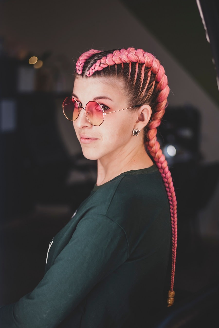 thick pink boxer braids