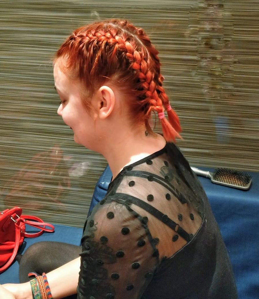 short red boxer braids