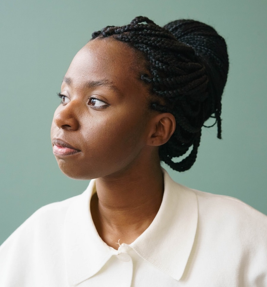 black woman with braided bun