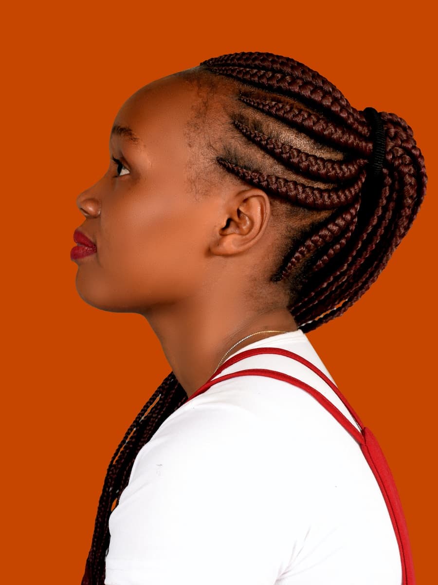 black girl with braided ponytail