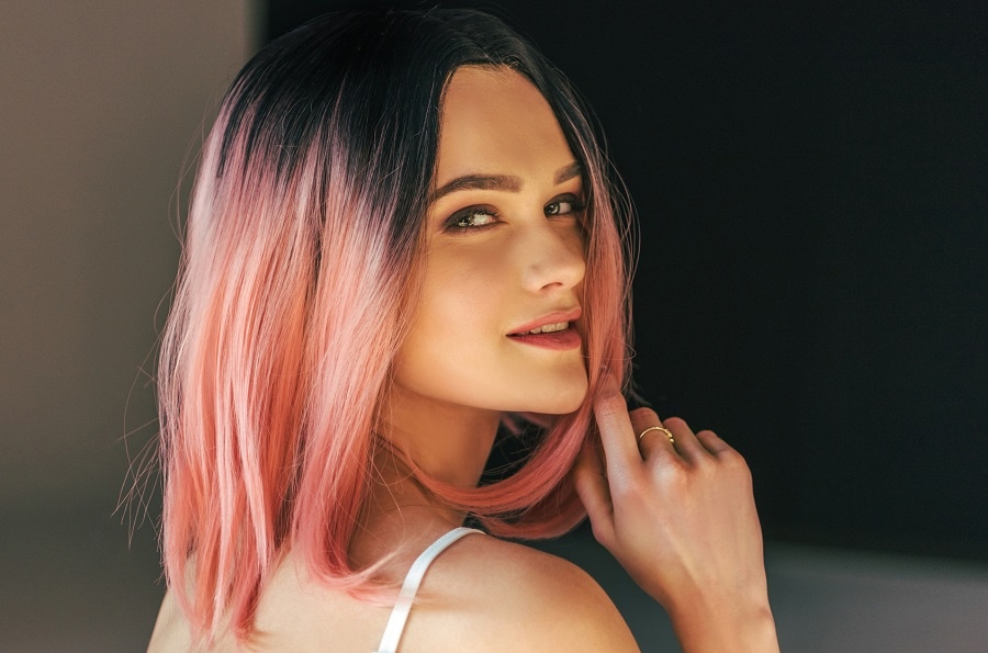 fancy straight pink ombre hair