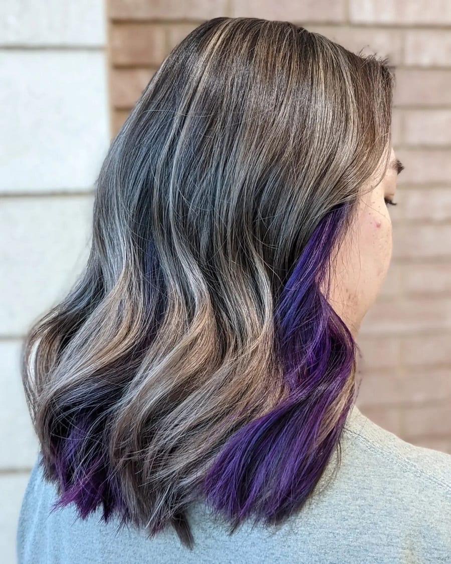 peek a boo hair with purple highlights