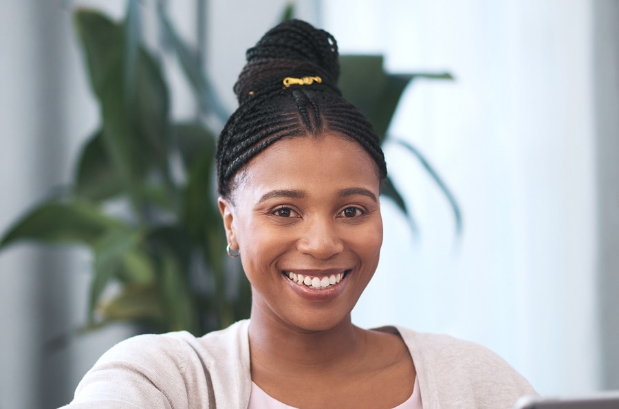 black updo with tribal braids