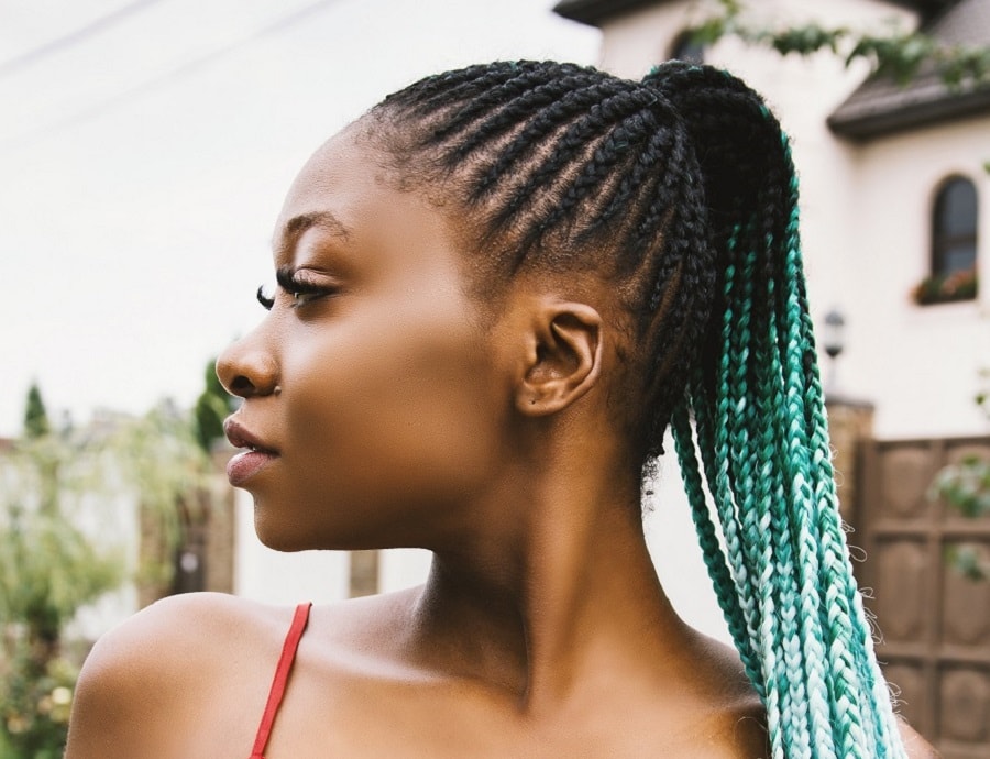 ponytail with african braid