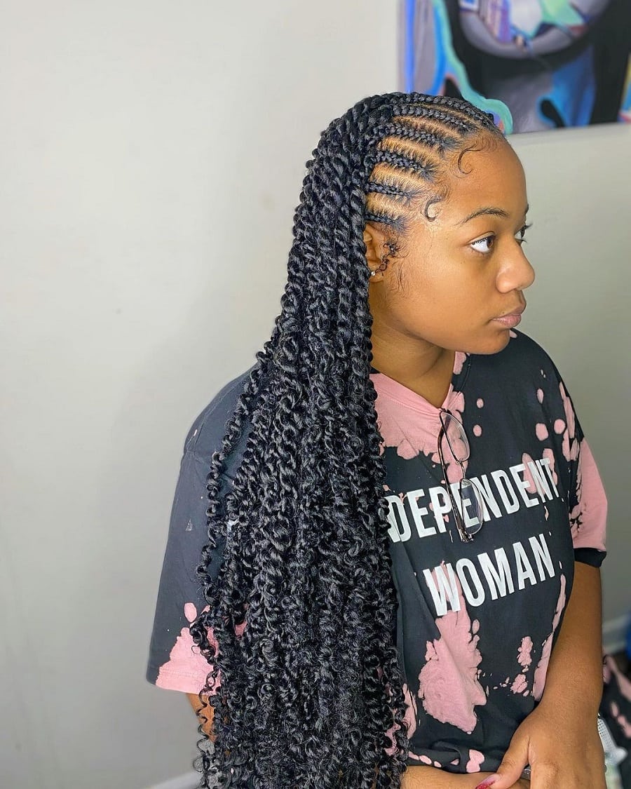 black girl with butterfly braids hairstyle