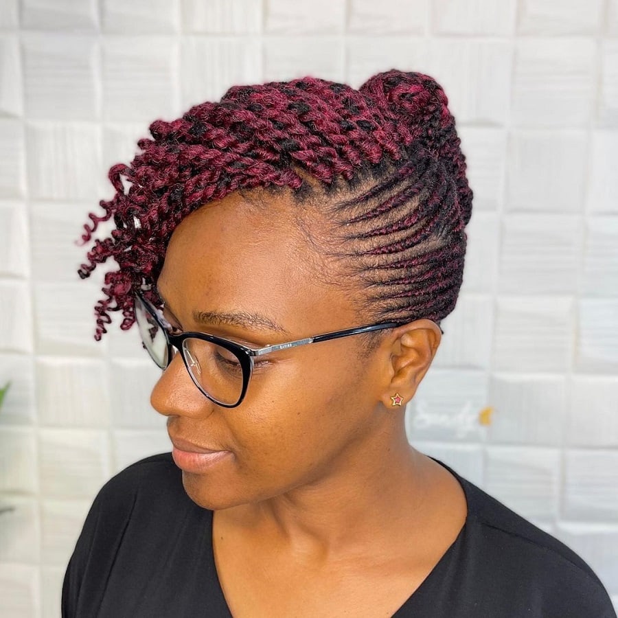 bun with kinky twist braids