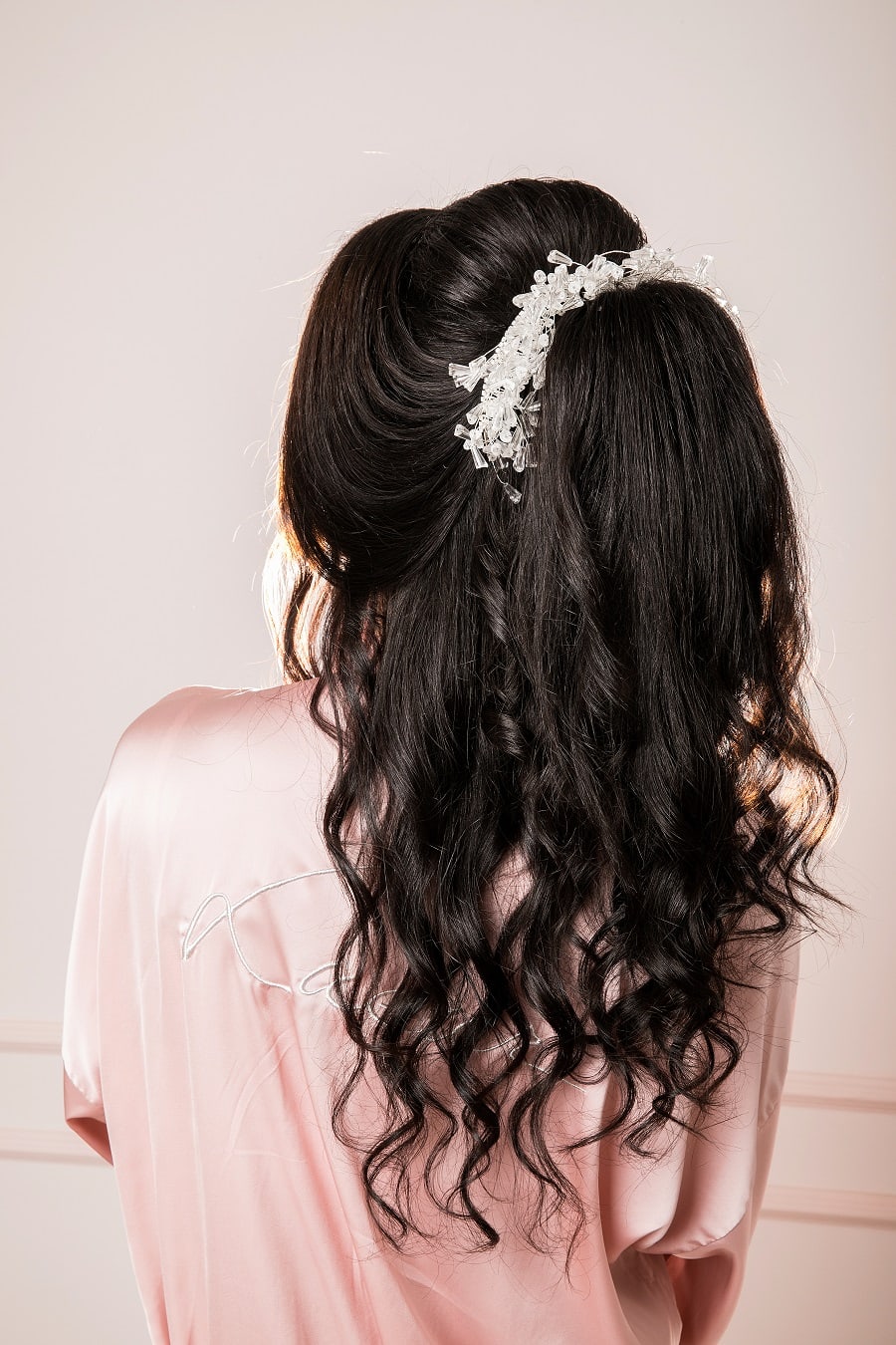long half up half down wedding hairstyle