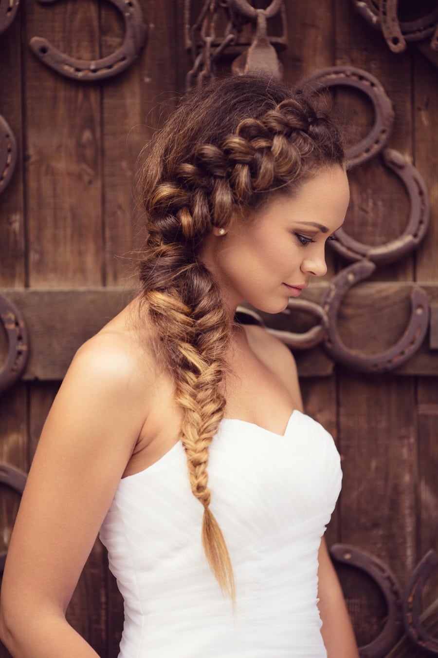 wedding hairstyle with mermaid braid