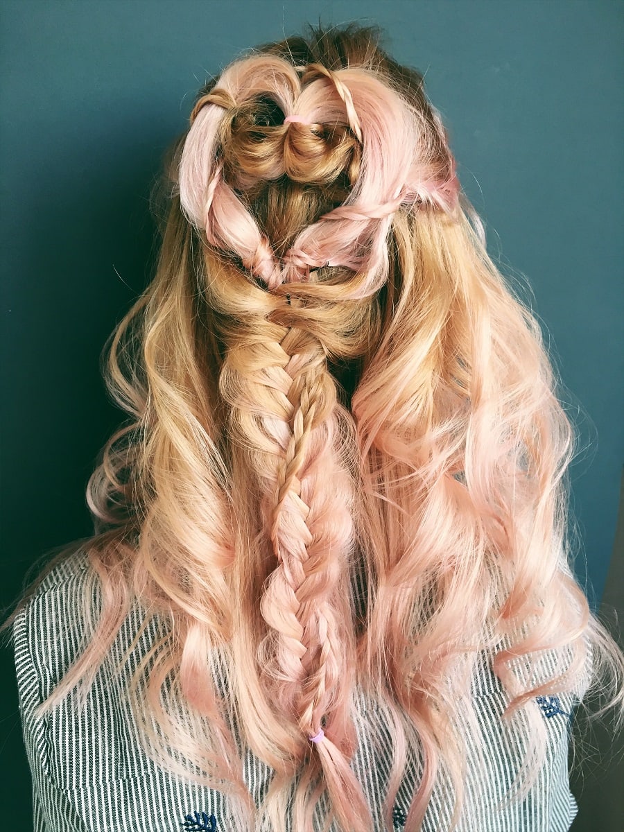 mermaid braid style for pastel pink hair