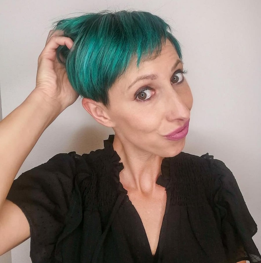 funky pixie cut with thick short hair