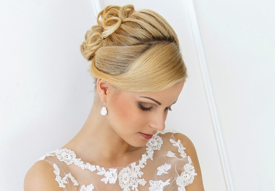 wedding updo with long blonde hair